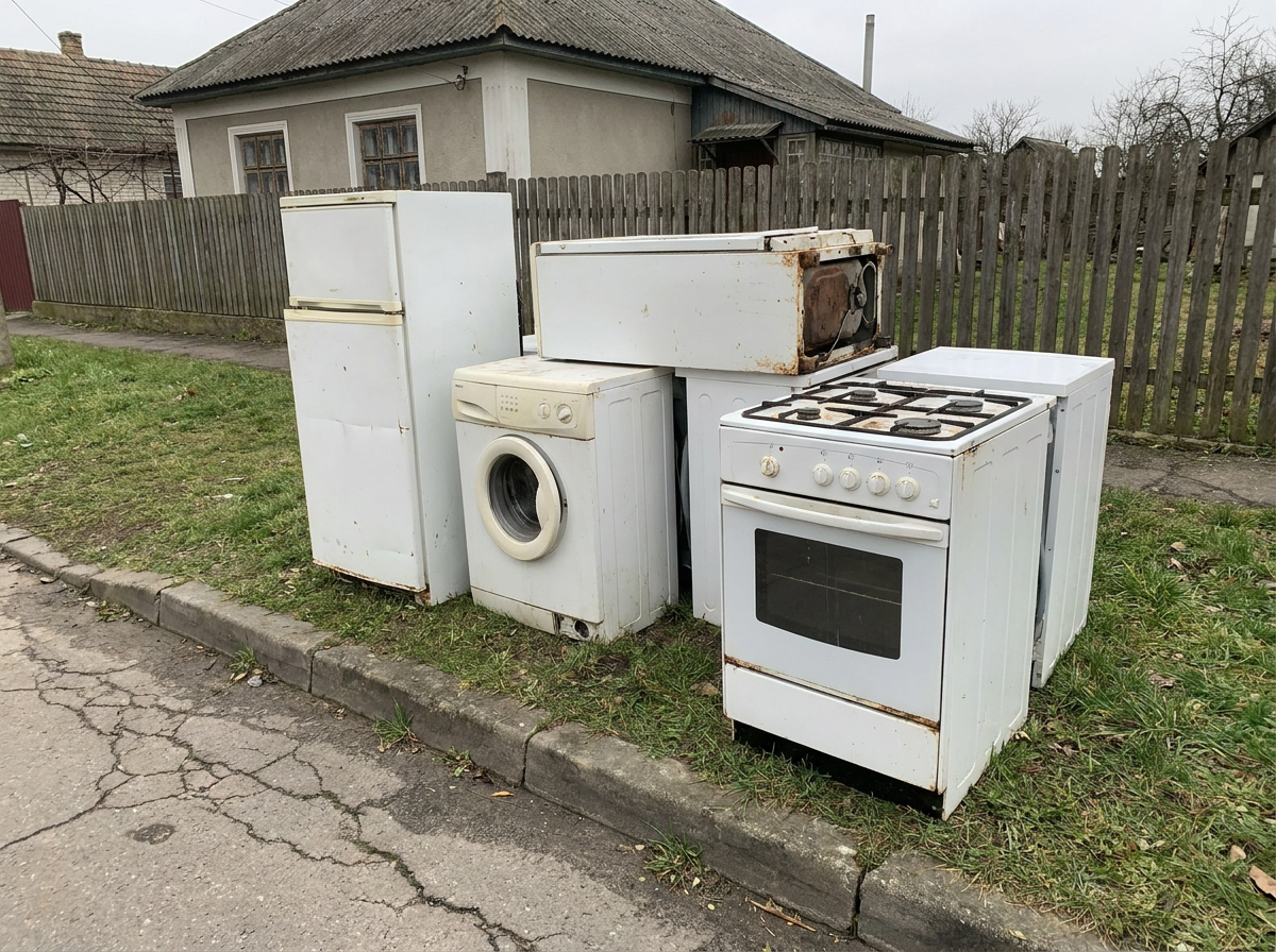 Old appliances before removal
